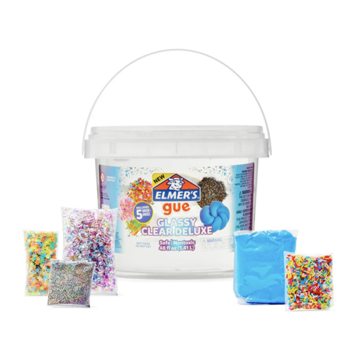 Elmer's Kit Slime Gue Glassy Clear Deluxe Balde 1.4L 5 Toppings
