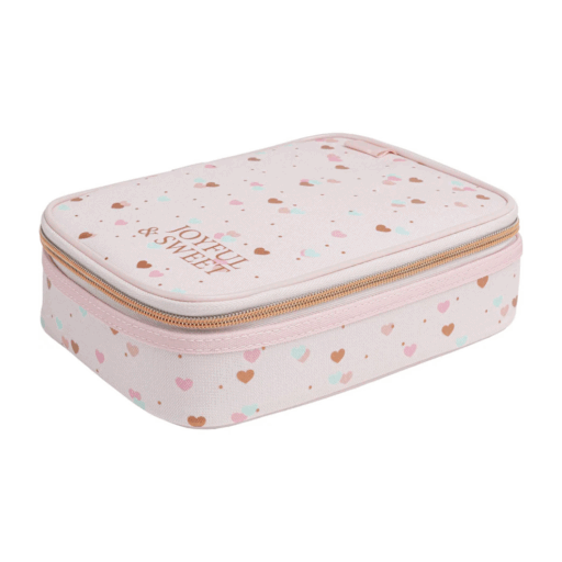 Tilibra Estuche Box para 100 Lápices con Divisor y Elastico Organizador Joyful y Sweet Rosa