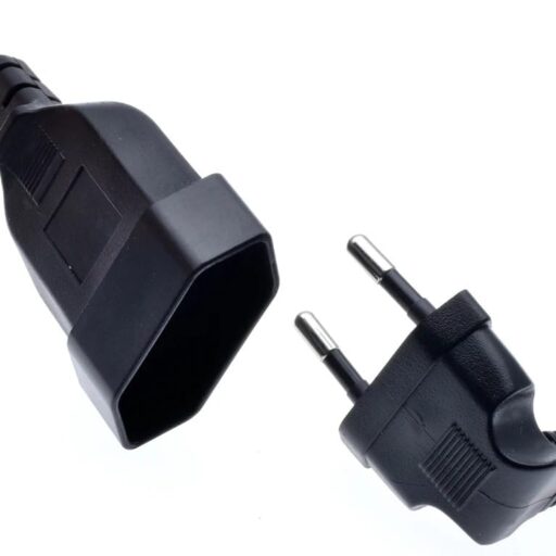 Cable de extensión europeo, enchufe macho  a hembra 90 grados de 0.3 mts
