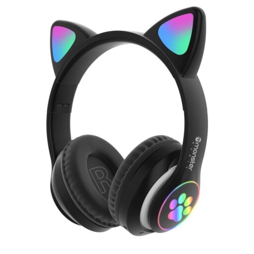 Audífonos Wireless Monster Kids Cat con Luz Led Negro