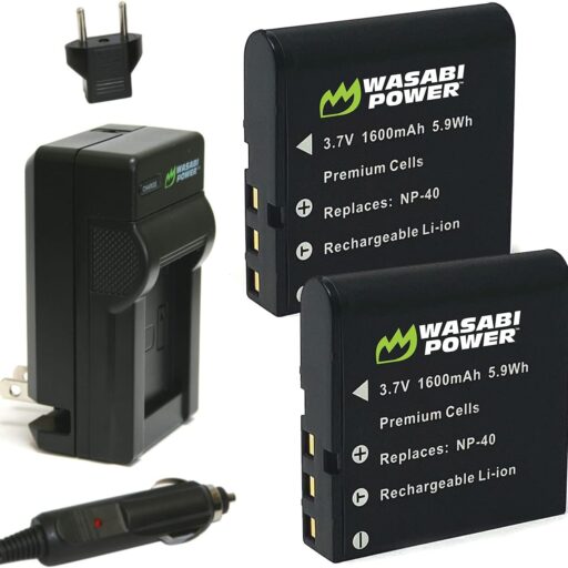 Wasabi Power Battery (2 unidades) y cargador para Kodak LB-060 y Kodak AZ361, AZ362, AZ421, AZ422, AZ521, AZ522, AZ525, AZ526, AZ527, AZ528