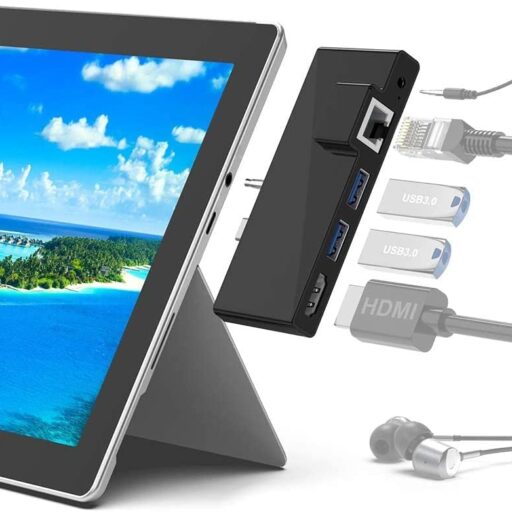 Surface Go Docking Station, 5 in 1 Surface Go Docking Station USB C hub HDMI Adapter with 1000M RJ45 Ethernet,4K HDMI, 2 USB 3.0 Ports,Audio/Microphon
