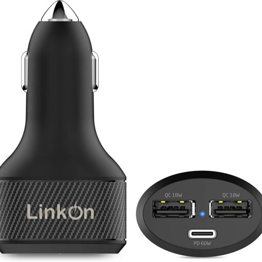 LinkOn Cargador para Auto USB-C 84W PD3.0 60W y 18W QC3 Negro