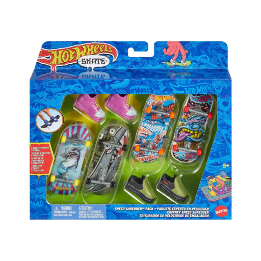 Hot Wheels Skate Multipack 4 Fingerboards + Tenis Moradas y Negras