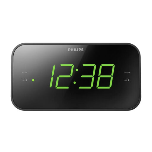 Philips Radio Reloj FM con Pantalla Grande Negro