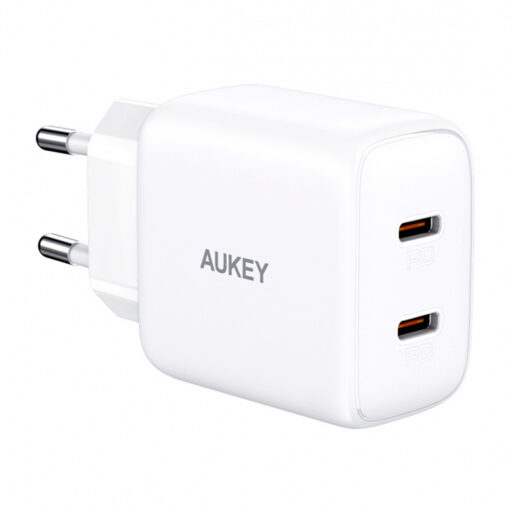 AUKEY Mini Cargador 2xUSB-C Aipower 3.0 20W Blanco