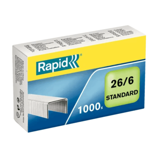 Rapid Caja 1000 Unidades Corchete Standard 26/6 Corchetea hasta 20 Hojas 6mm