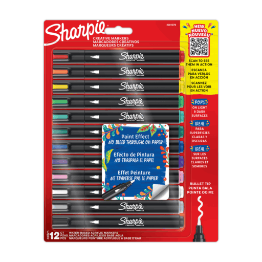 Sharpie Marcadores Acrílico Punta Bala 12 Colores Surtidos
