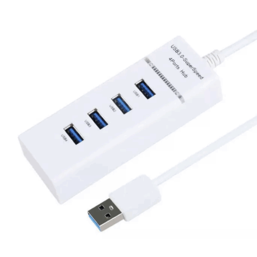 HUB USB 3.0 4 Puertos Alta Velocidad Indicador LED Blanco