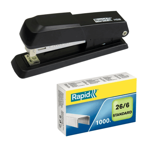 Rapid Kit Corchetera de Metal Capacidad 20 Hojas + Caja Corchetes Standard 1000 Unidades 26/6
