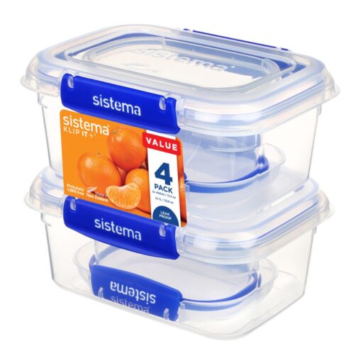 Set de 4 Contenedores Sistema Klip It Plus 400ML y 1L