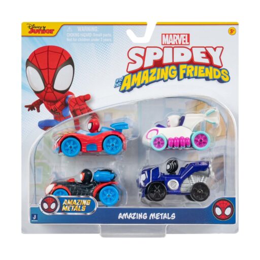 Marvel Spidey y sus Increíbles Amigos Set 4 Vehículos Metálicos