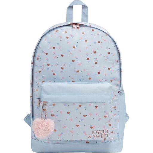 Tilibra Mochila con Pompón de Corazón Joyful y Sweet Azul 29x43x12cm