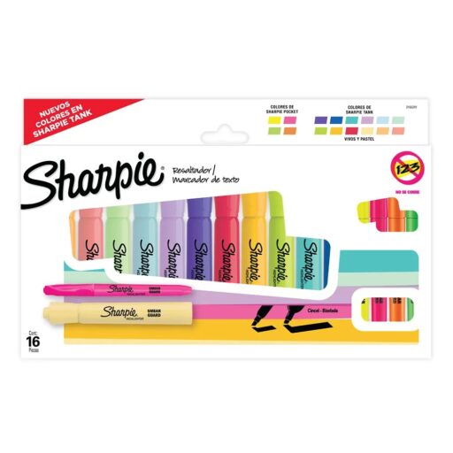 Sharpie Tank y Pocket 16 Destacadores Pastel