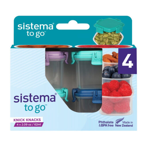 Sistema To Go Pack 4 Contenedores Herméticos 62ML Knick Knacks Colores