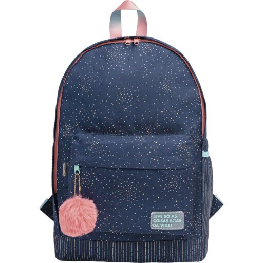 Tilibra Mochila con Pompón Dots Azul 29x43x12cm
