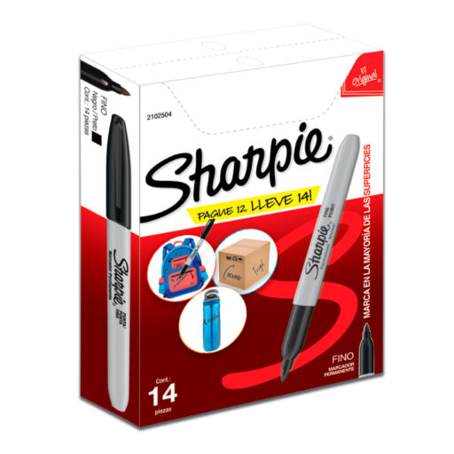 Sharpie Caja 14 Marcadores Permanentes Punta Fina Negro