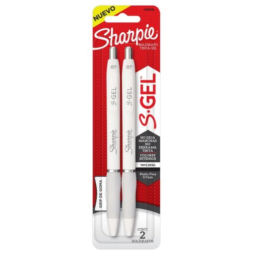 Sharpie Fashion 2 Bolígrafos Gel 0.7mm Punta Fina Tinta Negra - Blanco