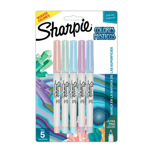 Sharpie 5 Marcadores Permanente Punta Fina Colores Místicos