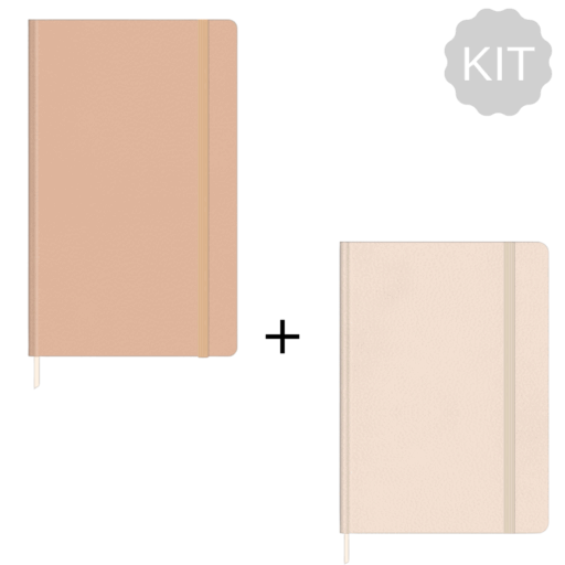 Kit Libretas Cosidas Cambridge Grande Con Líneas Café + Pequeña Sin Líneas Rosa Tilibra