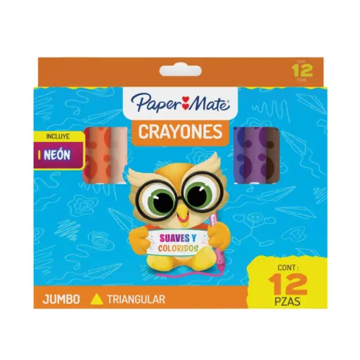 Paper Mate - Crayones Triangulares Gruesos 12 Unidades
