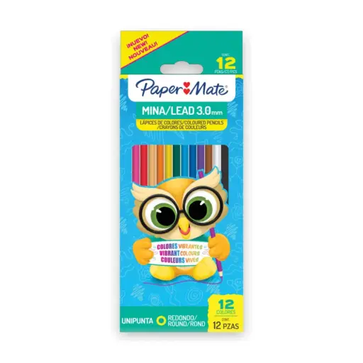 Paper Mate - Lápices de Colores Redondos 12 Unidades