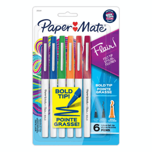 Paper Mate - Plumones Flair Bold 6 Colores Surtidos