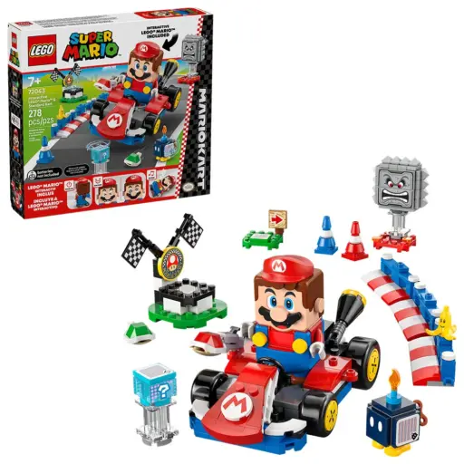 LEGO Super Mario Kart - Mario Kart: Lego Mario Interactivo y Kart Estándar - 72043