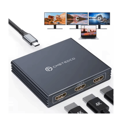 CMSTEDCD - Divisor USB C para 3 monitores 4K @ 60Hz USBC Thunderbolt a HDMI DP divisor 1 en 3 salidas compatible