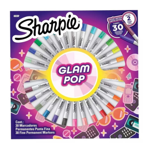 Sharpie - Marcador Glam Pop Ruleta 30 Colores Surtidos