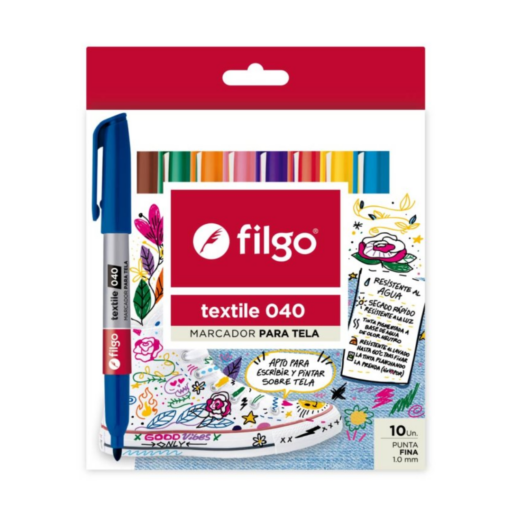 Filgo - Estuche 10 Marcadores Para Tela  - Colores Surtido