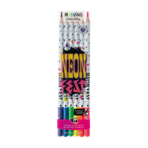 Mooving - Estuche 6 Lápices Colores Neón Premium