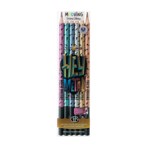 Mooving - Estuche 6 Lápices Colores Metalizados Premium