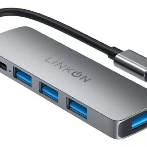 Hub Adaptador Linkon Usb Tipo C 5 En 1 Rj45 Para Mac y Windows - Gris
